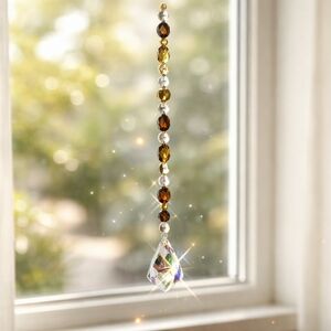 Crystal Sun Catcher with Brown, Pearl, and Clear Beads